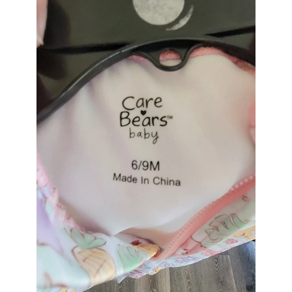 Care Bears Baby Pink Tropical Ruffle Back Rash Guard Swimsuit 6-9 Months #9